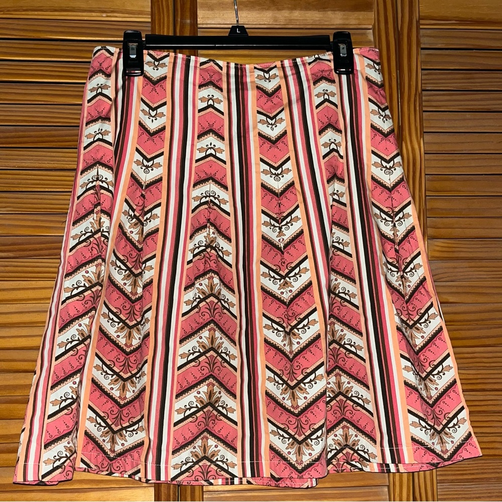 Ann Taylor Loft Side Zipper Pink, Orange‎ Brown Size 4 Cotton Skirt